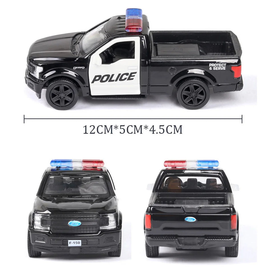 Jucărie mașină de poliție din aliaj diecast pentru Mercedes-Benz, scară 1/36