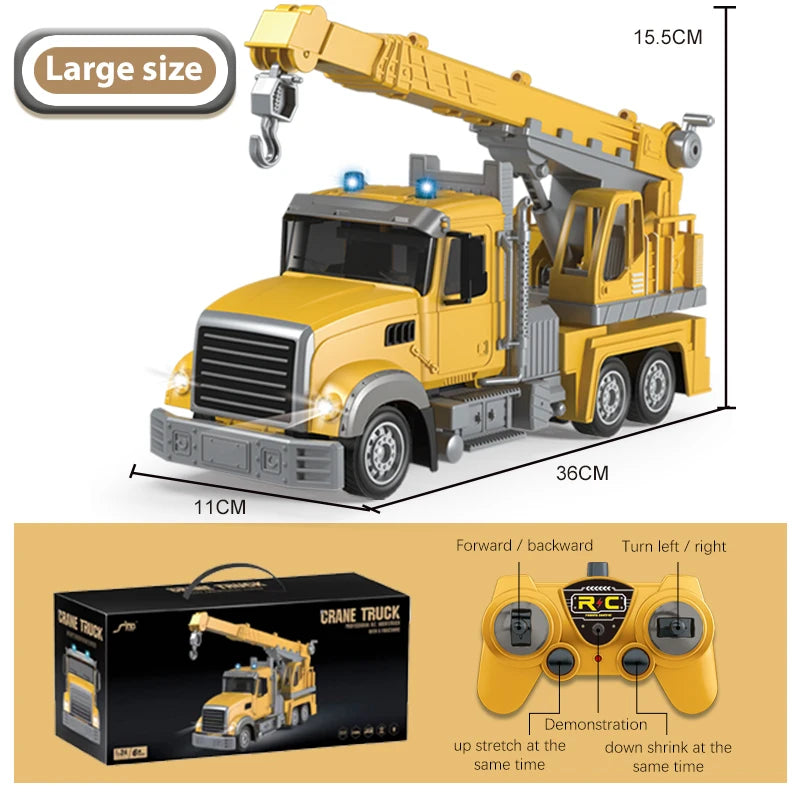 BigShu 1:24 9CH Remote Control Bulldozer Truck with Shovel and Excavator Features QH2901-3D