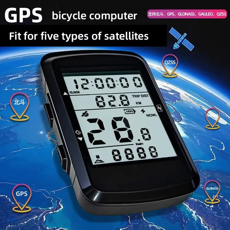 Bezdrátový GPS cyklocomputer s 2,4palcovým displejem, USB dobíjecí rychloměr