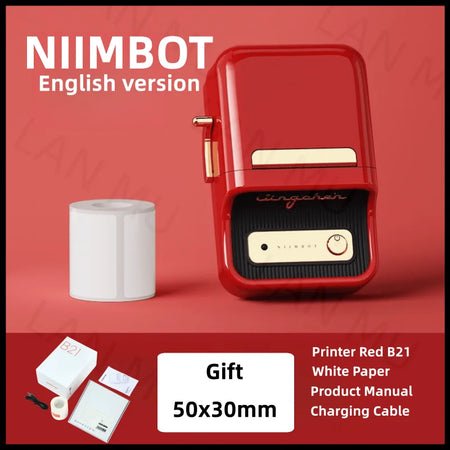 NIIMBOT B21 Label Printer &ndash; Portable Thermal Label Printer Red English Gift