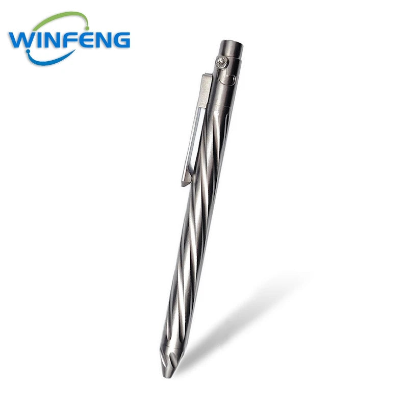 Bolt Action Titanium Alloy Tactical Pen &ndash; Glass Breaker Groove Pen