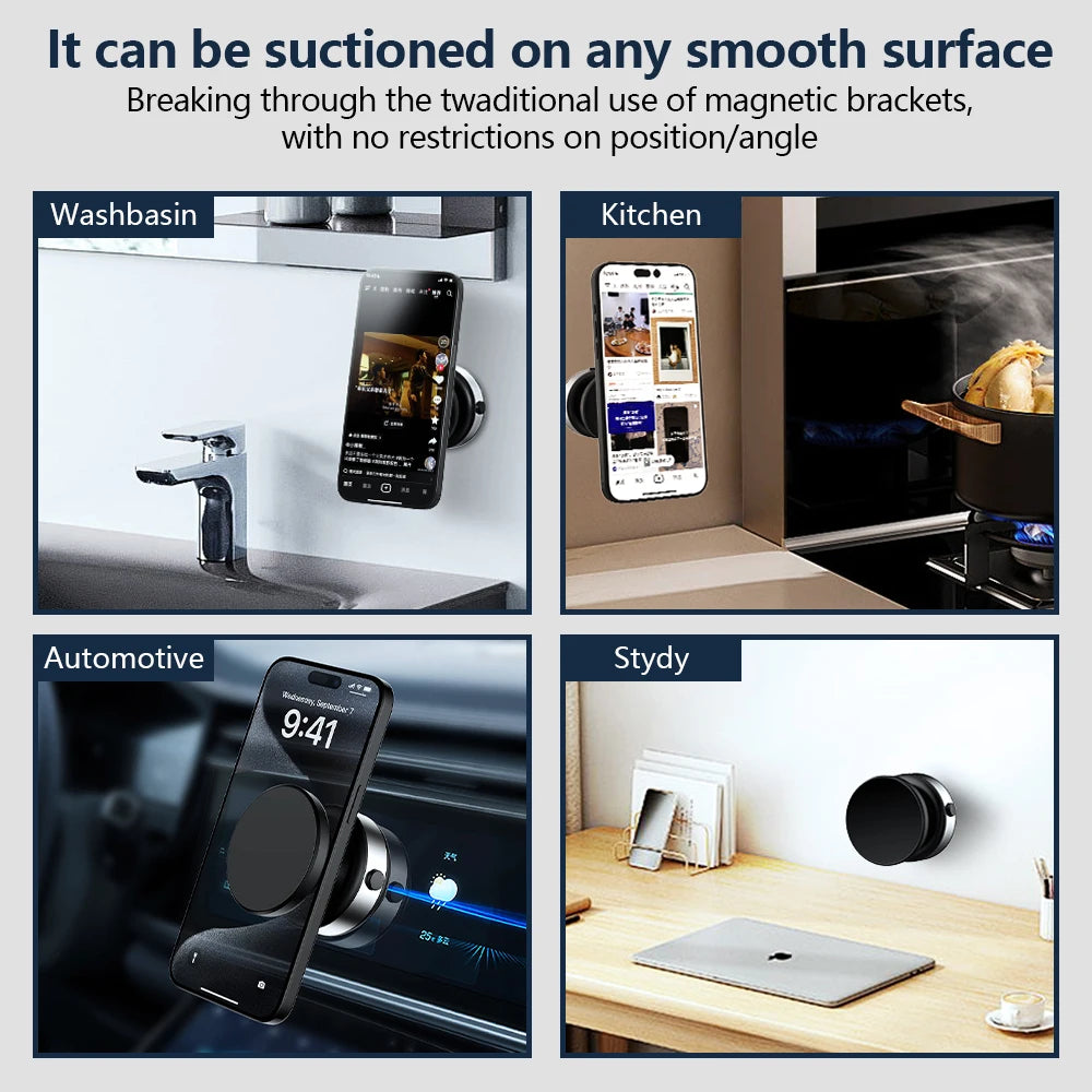 CrownQu Electric Vacuum Magnetic Car Mount Stand &ndash; 360 Degree Rotation with Strong Suction Cup