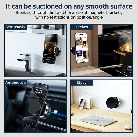 CrownQu Electric Vacuum Magnetic Car Mount Stand &ndash; 360 Degree Rotation with Strong Suction Cup