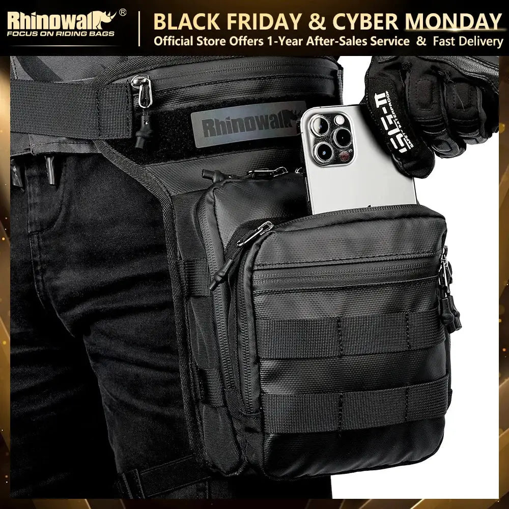 Rhinowalk Motor Waist Bag 3L Motorcycle Waist Packs Leg Bag Thigh Belt Hip Bum Travel Cell/Mobile Phone Purse Fanny Pack Bags by InterCyprus Trading Ltd