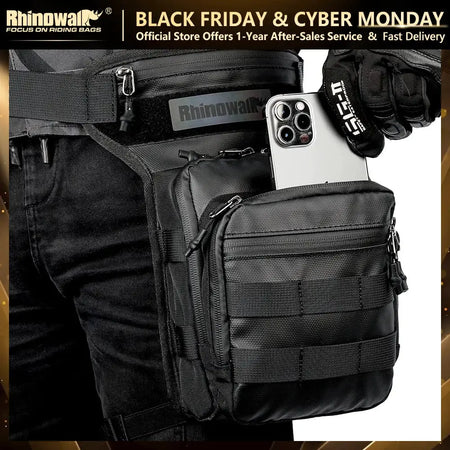 Rhinowalk Motor Waist Bag 3L Motorcycle Waist Packs Leg Bag Thigh Belt Hip Bum Travel Cell/Mobile Phone Purse Fanny Pack Bags by InterCyprus Trading Ltd