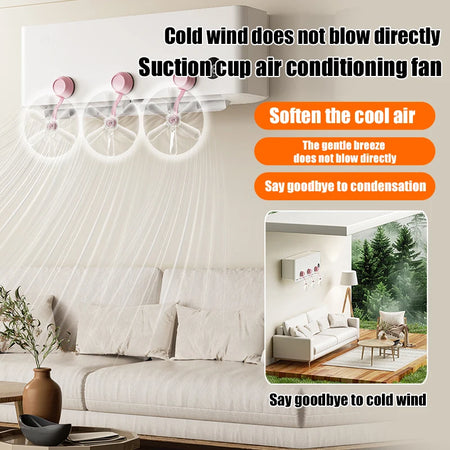 Suction Cup Wall Mounted Air Conditioning Fan - Windproof &amp; Adjustable Airflow