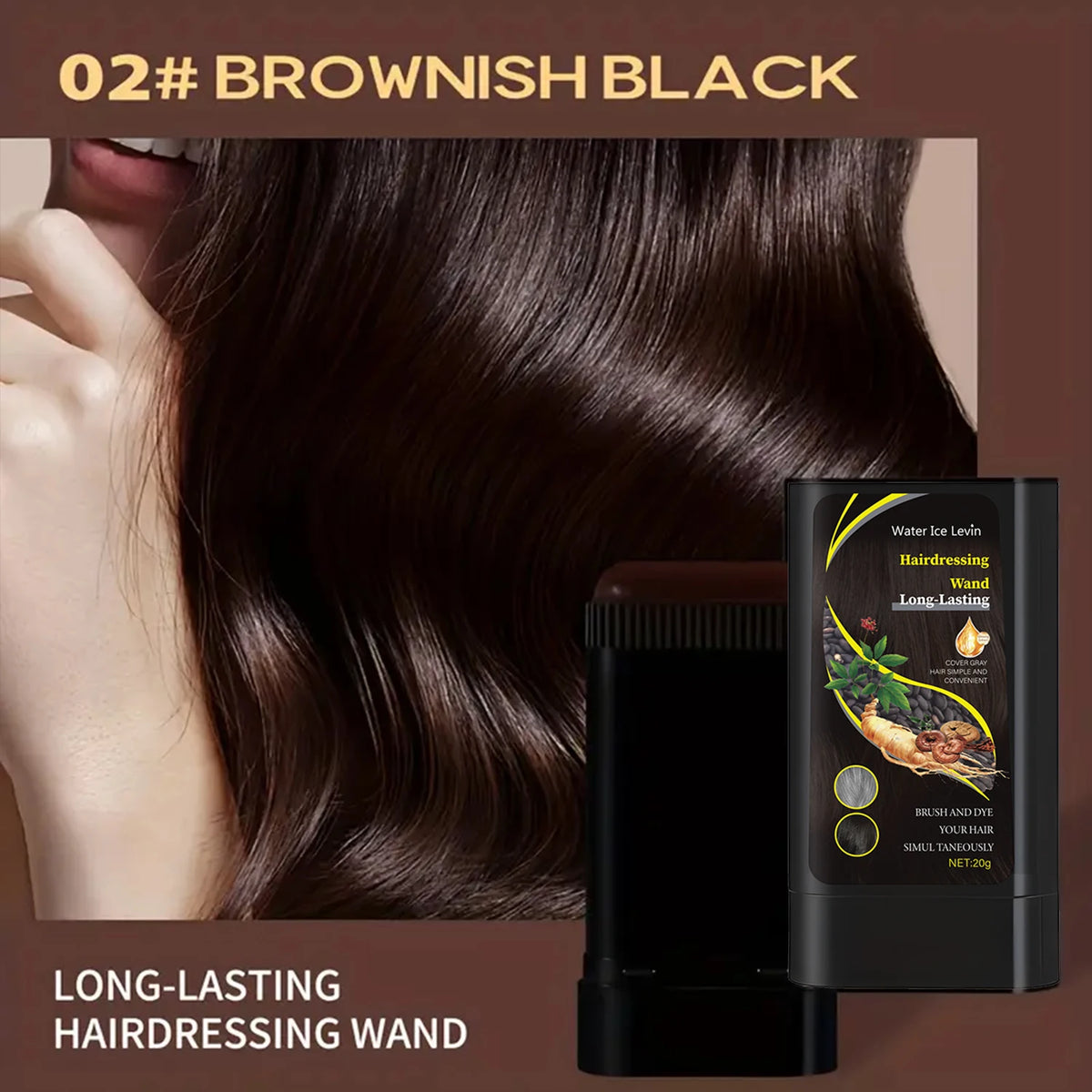 Water Ice Levin Quick Hair Dyeing Stick &ndash; Long-Lasting Portable Smear Brush Design