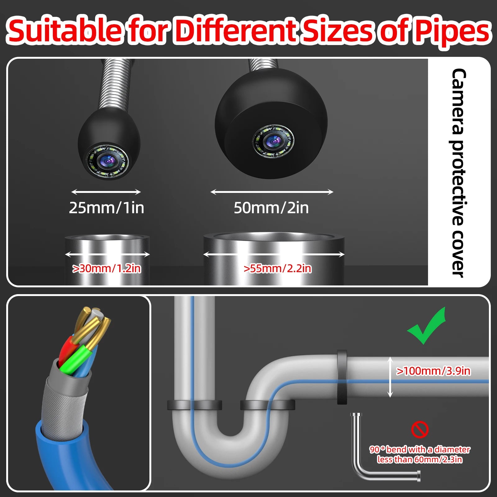 Sanyipace S8417D Sewer Pipe Camera &ndash; DVR 16GB Recording