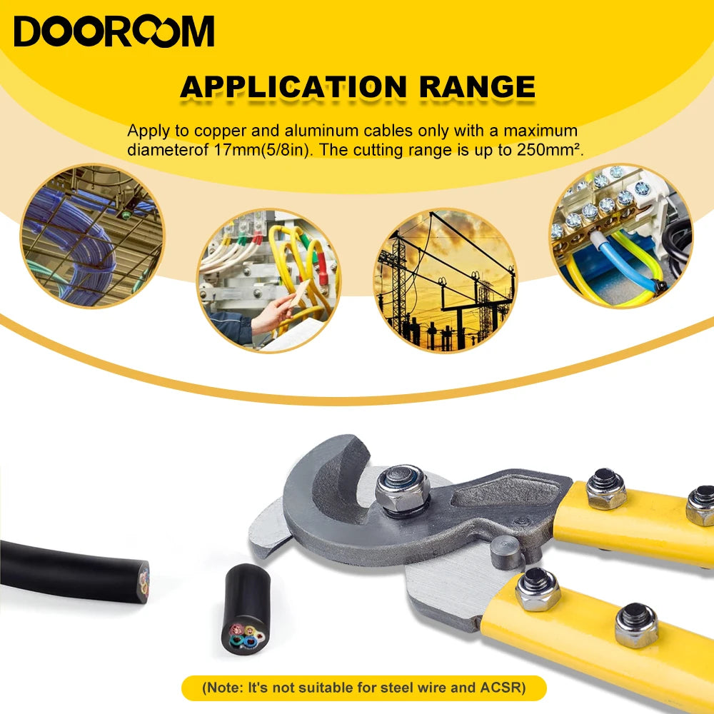 DOOROOM Manual Long Arm Cable Scissors &ndash; Fast Anti-Rust Hydraulic Cutter