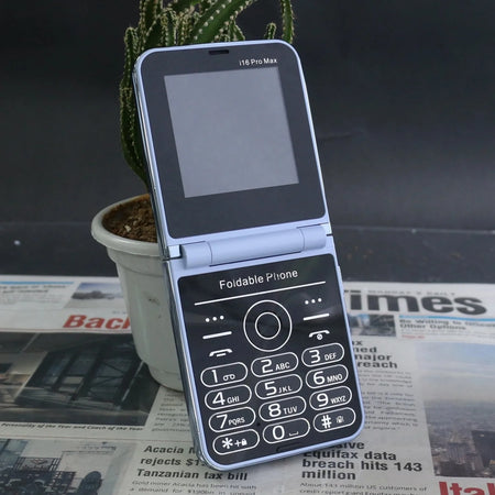 Nice Girl Flip Push Button Phone Four SIM &ndash; Low Radiation Blue / add 16G TF