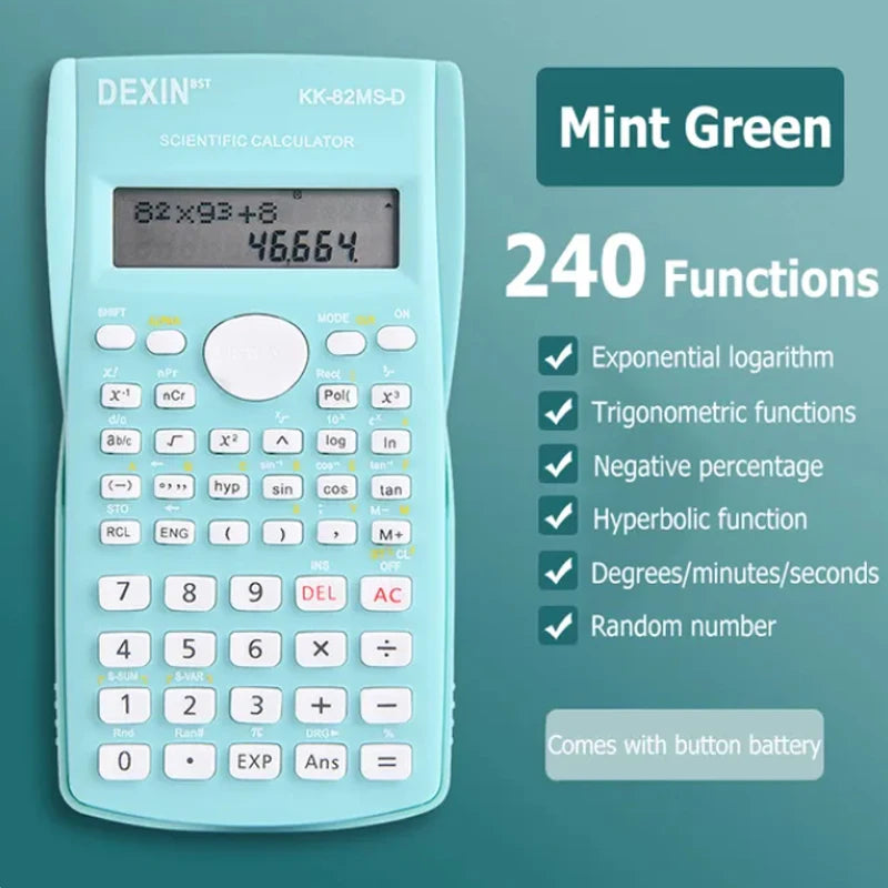 Multifunctional Scientific Calculator with Large Display for Students and Office Use Green