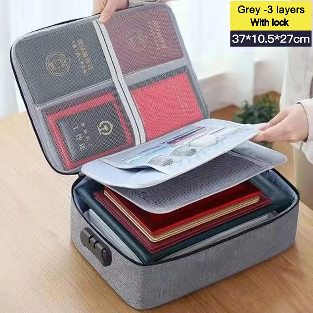 5-Layers Document Case With Lock File Organizer &ndash; Secure 3l with lock Grey