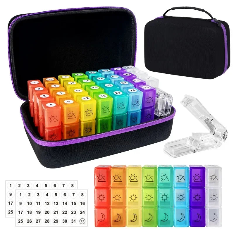 31 Dages Forseglet Bærbar Stor Pilleæske Til Medicin Vitaminer