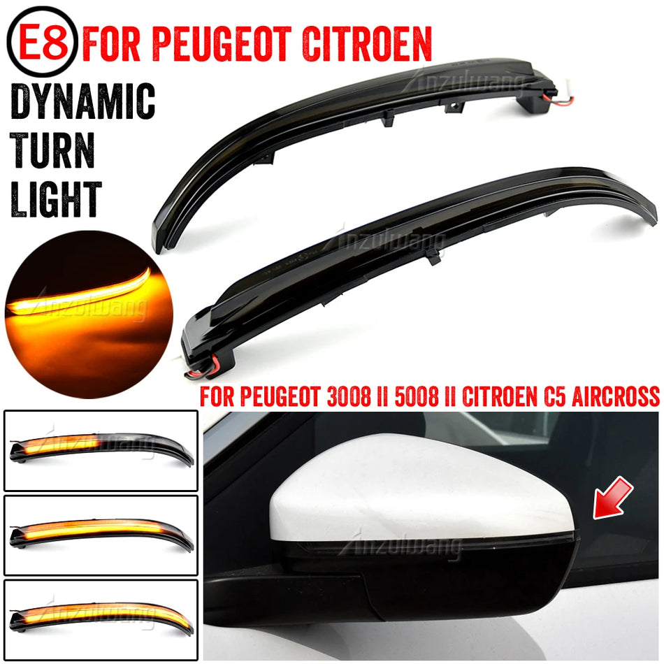 Dynamic LED Turn Signal Lights for Peugeot 3008 5008 Citroen C5 Aircross