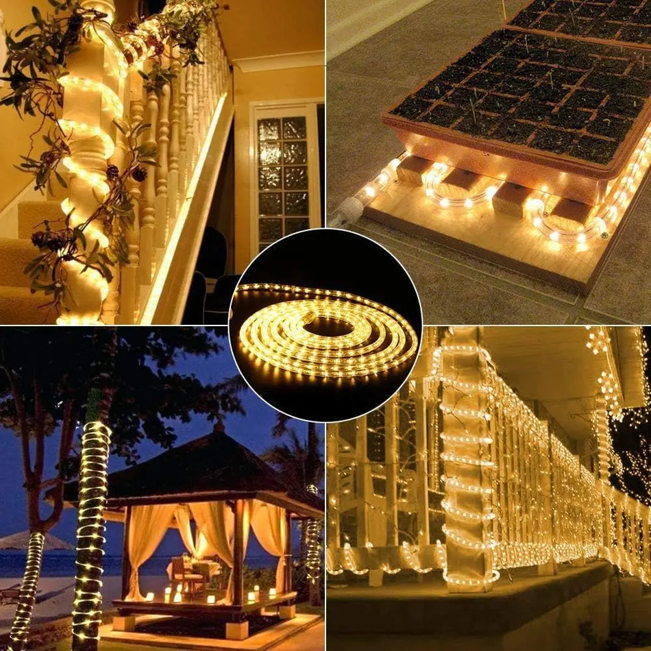 Outdoor LED Rope Lights With 8 Modes, Waterproof Flexible Tube Light For Parties, Weddings, Trees, Christmas Decor