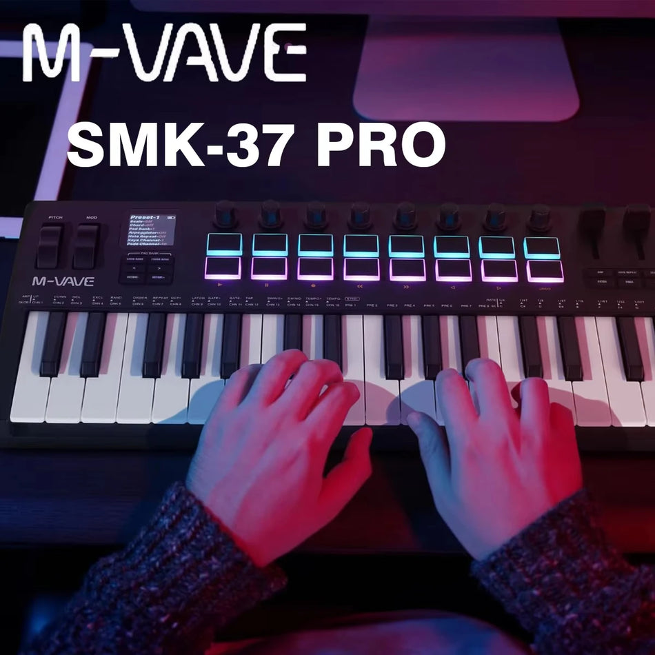 M Vave SMK 37 Pro MIDI Keyboard Wireless 16Pad Sound Source