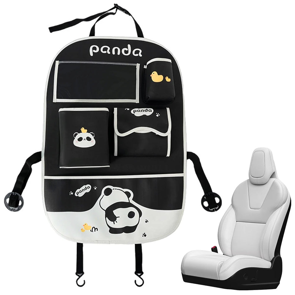 Organisateur de dos de siège de voiture avec cuir PU, porte-mouchoirs, poubelle