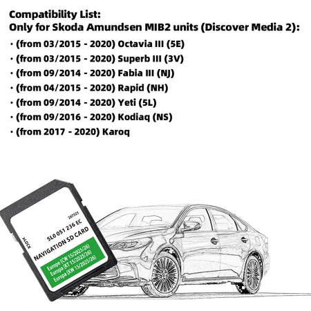 MIB2 Navigation Map Update &ndash; 2025-2026 Europe GPS Data for Skoda Superb 2015-2019