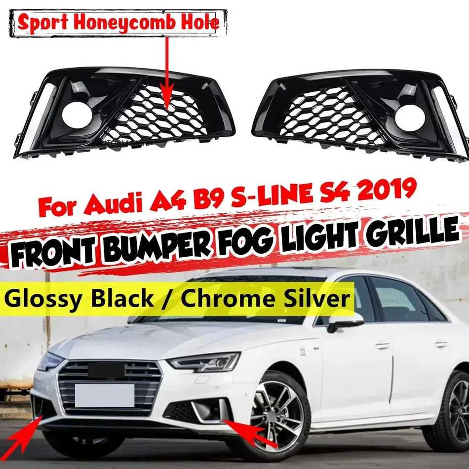 Fog Light Grille With Honeycomb Mesh For Audi A4 B9 S Line S4 2019 2020 by InterCyprus Trading Ltd