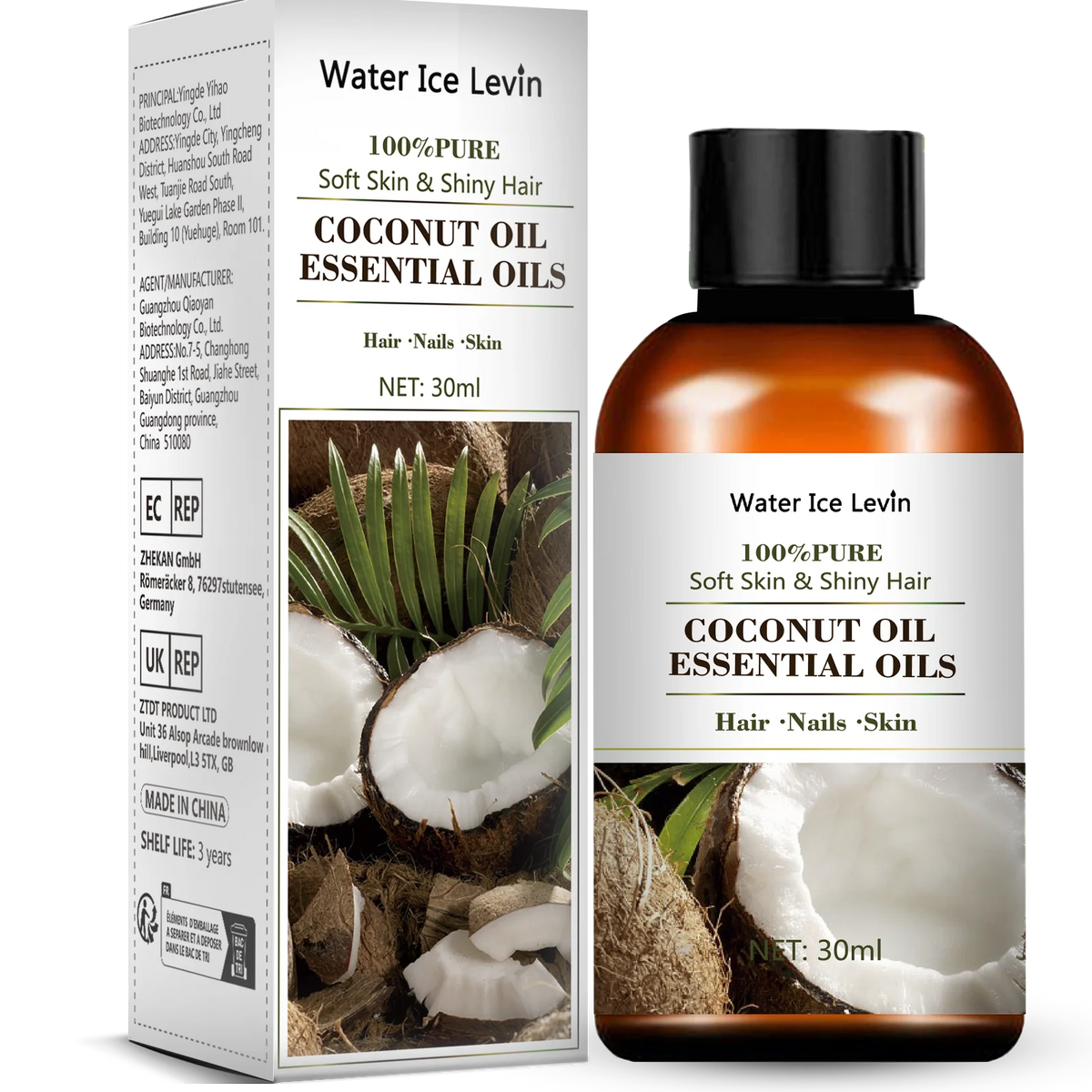 Coconut Essential Oil Blend &ndash; All-Natural Skin Care Formula 1pcs / 30ml / coconut