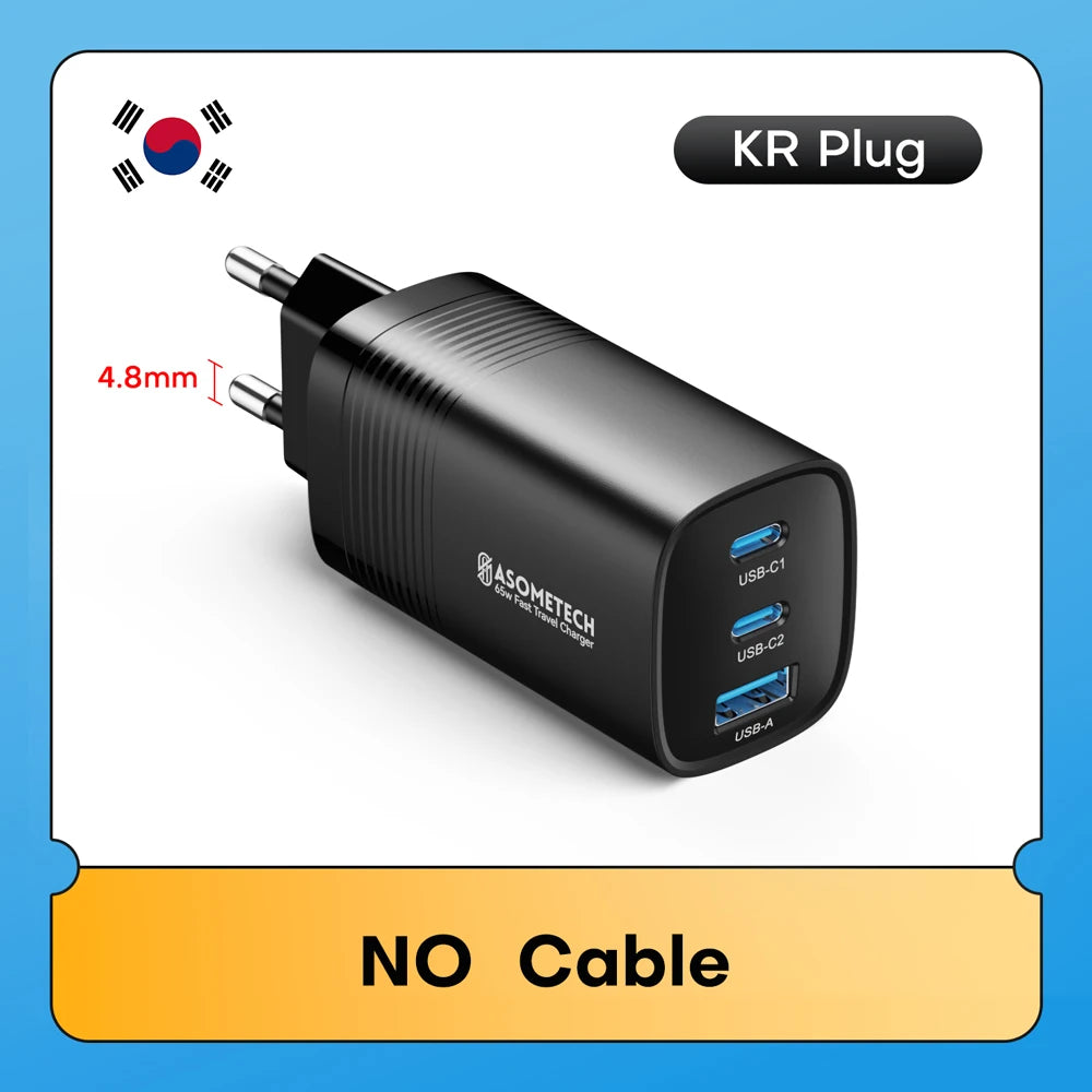 ASOMETECH 65W GaN USB C Charger &ndash; Ultra-Fast Quick Charge for All Devices Korea Plug / black