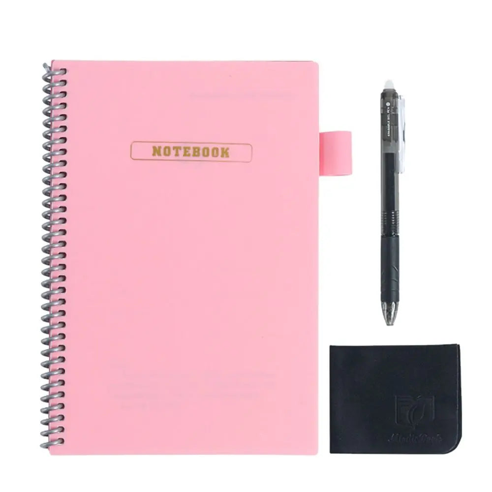 A5 Erasable Notebook Paper Reusable Smart Wirebound Notebook Portable Waterproof Notepad pink