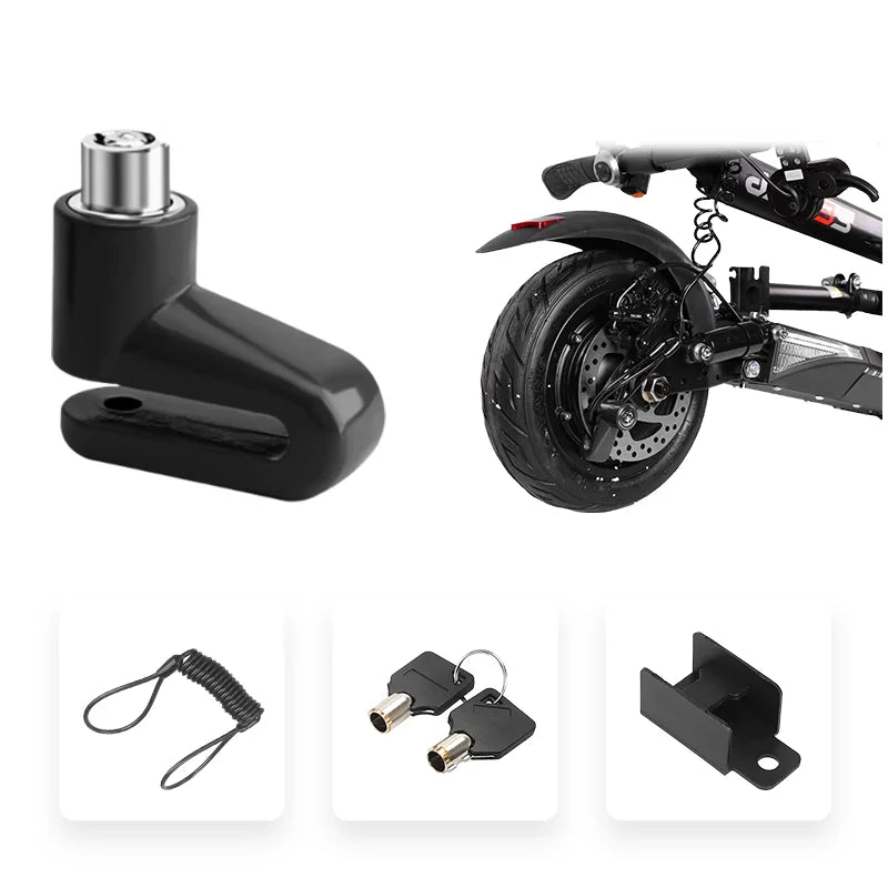 Electric Scooter Alarm Disc Lock &ndash; Waterproof Anti-Theft Security Black Disc Lock