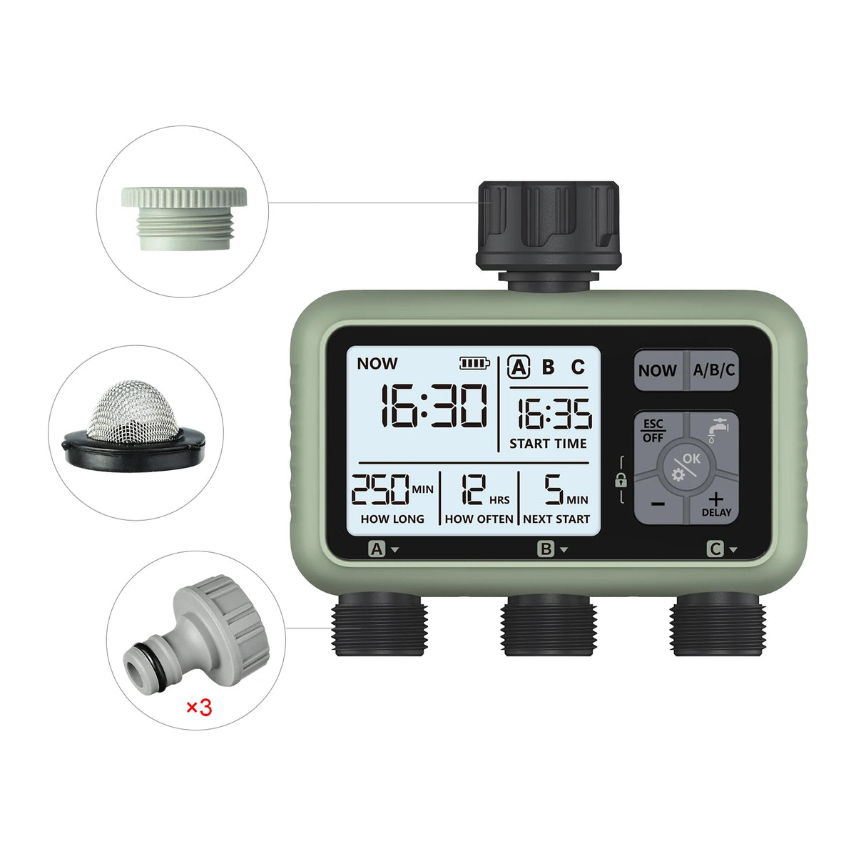 Eshico New Design 3-Zone Water Timer &ndash; Smart Drip Irrigation
