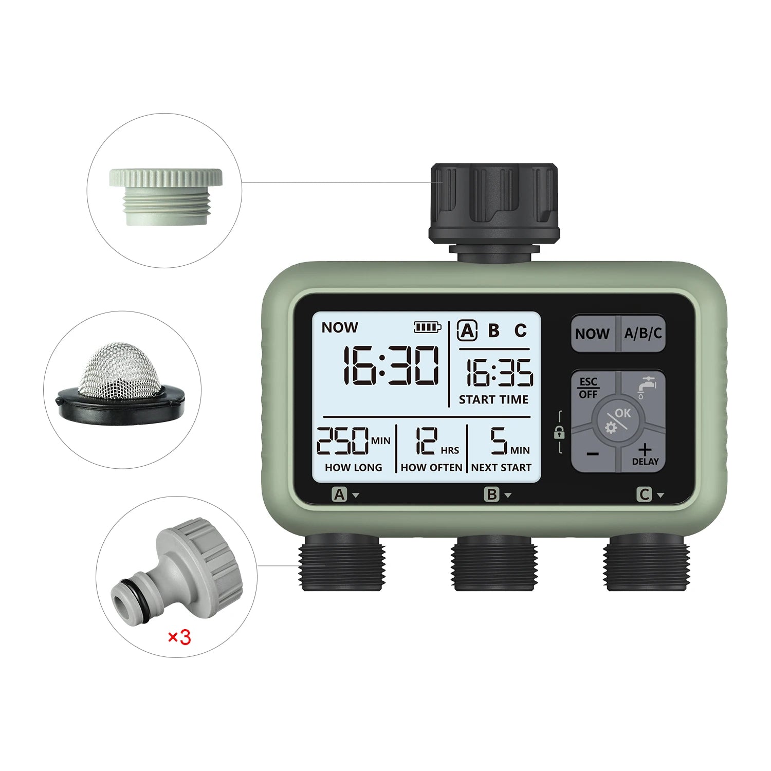 Eshico New Design 3-Zone Water Timer &ndash; Smart Drip Irrigation