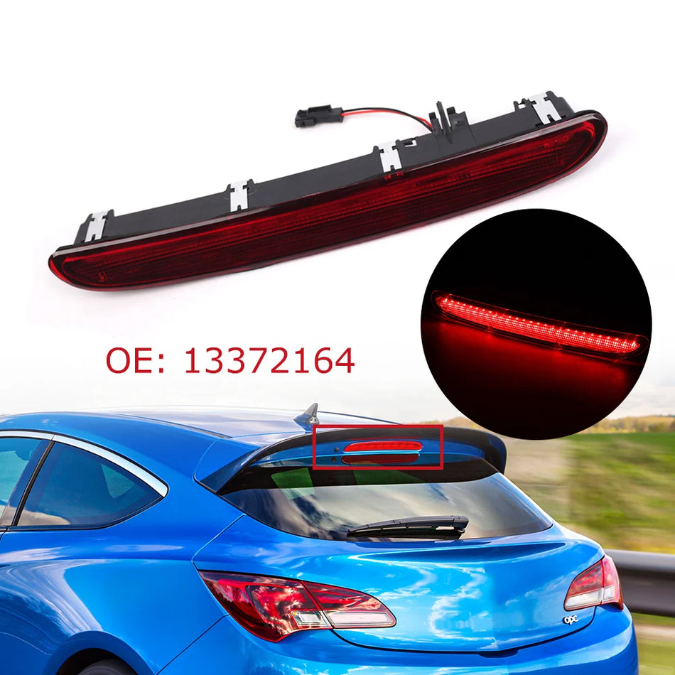 Terzo stop per Opel Astra J 2010-2016, montaggio posteriore, LED rosso 12V, plastica ABS