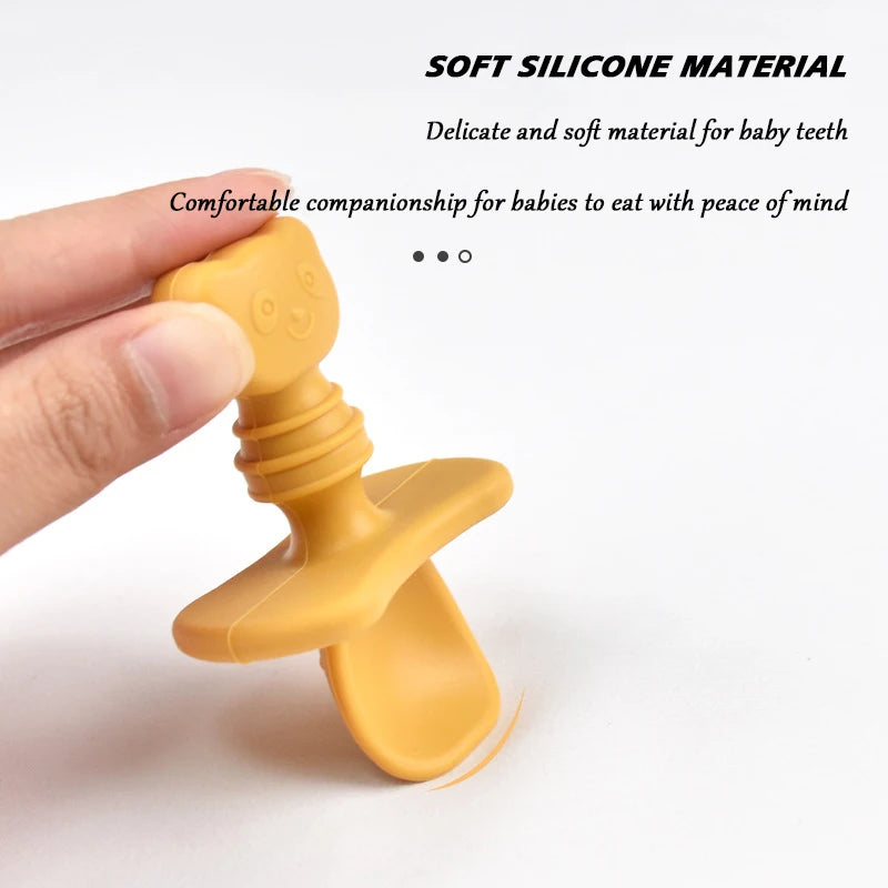 BPA Free Silicone Baby Fork and Spoon Set for Safe Learning Feeding