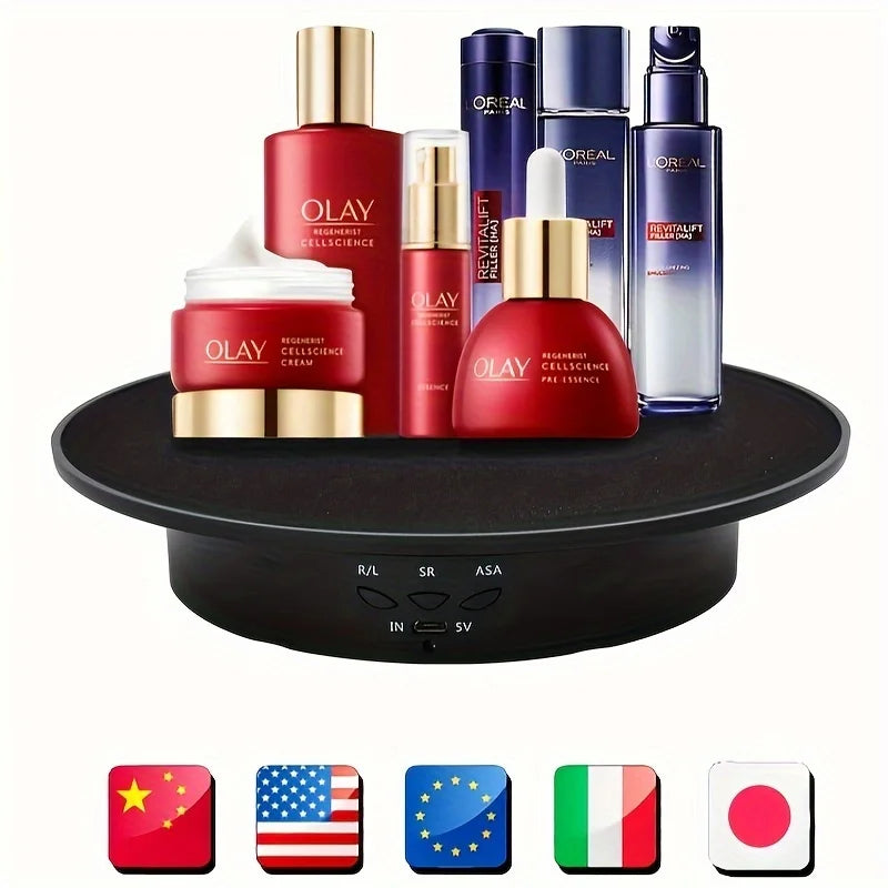 360 Degree Electric Rotating Turntable &ndash; Rechargeable, Smooth &amp; Quiet Display Stand