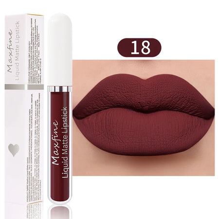 MAXFINE Waterproof Matte Liquid Lipstick - Long-lasting &amp; Moisturising 18 / Full Size