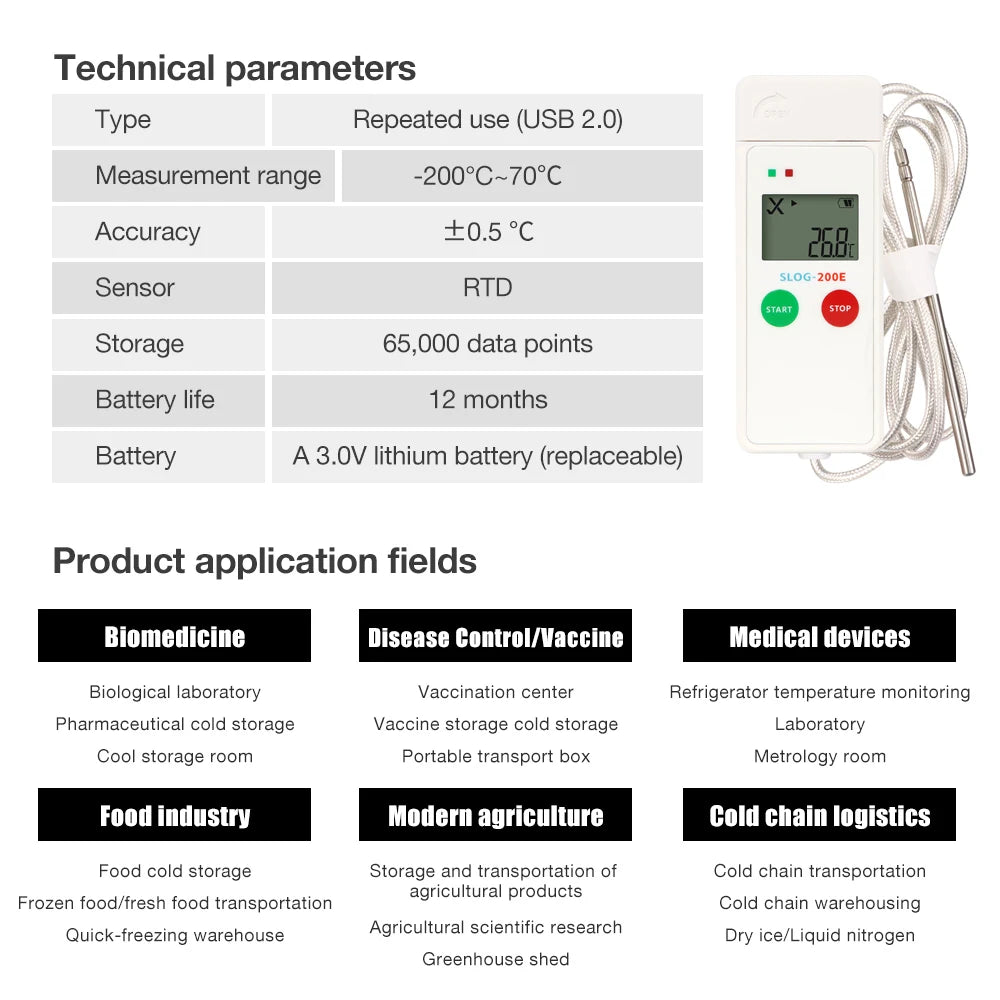 Ultra Low Temp Data Logger &ndash; LCD Display USB Temp Recorder