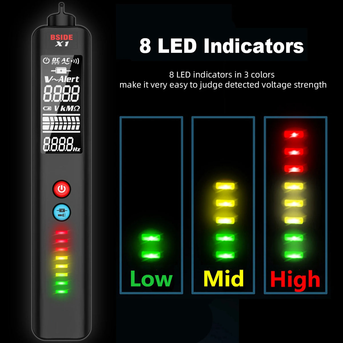 BSIDE X1 Voltage Detector &ndash; 3 Line LCD NCV Adjustable