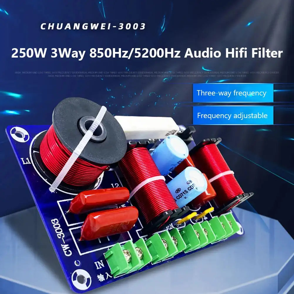 250W 3 Way Treble Mid Bass HiFi Speaker Crossover Module