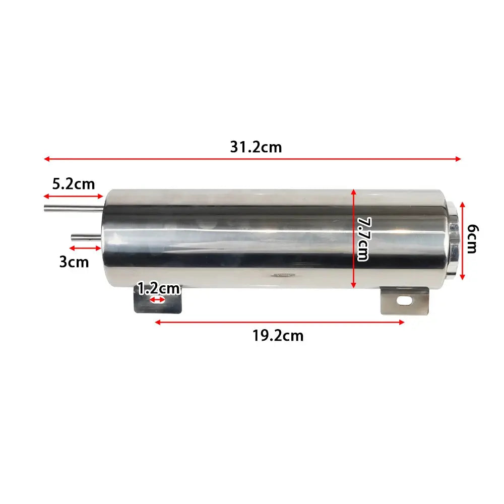 Universal 2''x13” / 3''x10” Radiator Coolant Overflow Puke Tank Polished Stainless Steel Radiator Coolant Overflow Tank Can by InterCyprus Trading Ltd