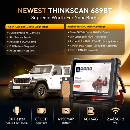 THINKCAR THINKSCAN 689BT - Bi-Directional ECU Coding CANFD