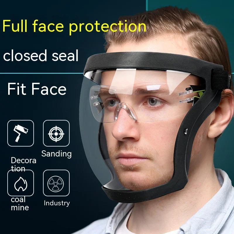Transparent Facial Protector - Anti-Fog, Oil Proof, Full Face Shield for Weed Whacking &amp; Kitchen Use