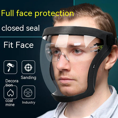Transparent Facial Protector - Anti-Fog, Oil Proof, Full Face Shield for Weed Whacking &amp; Kitchen Use