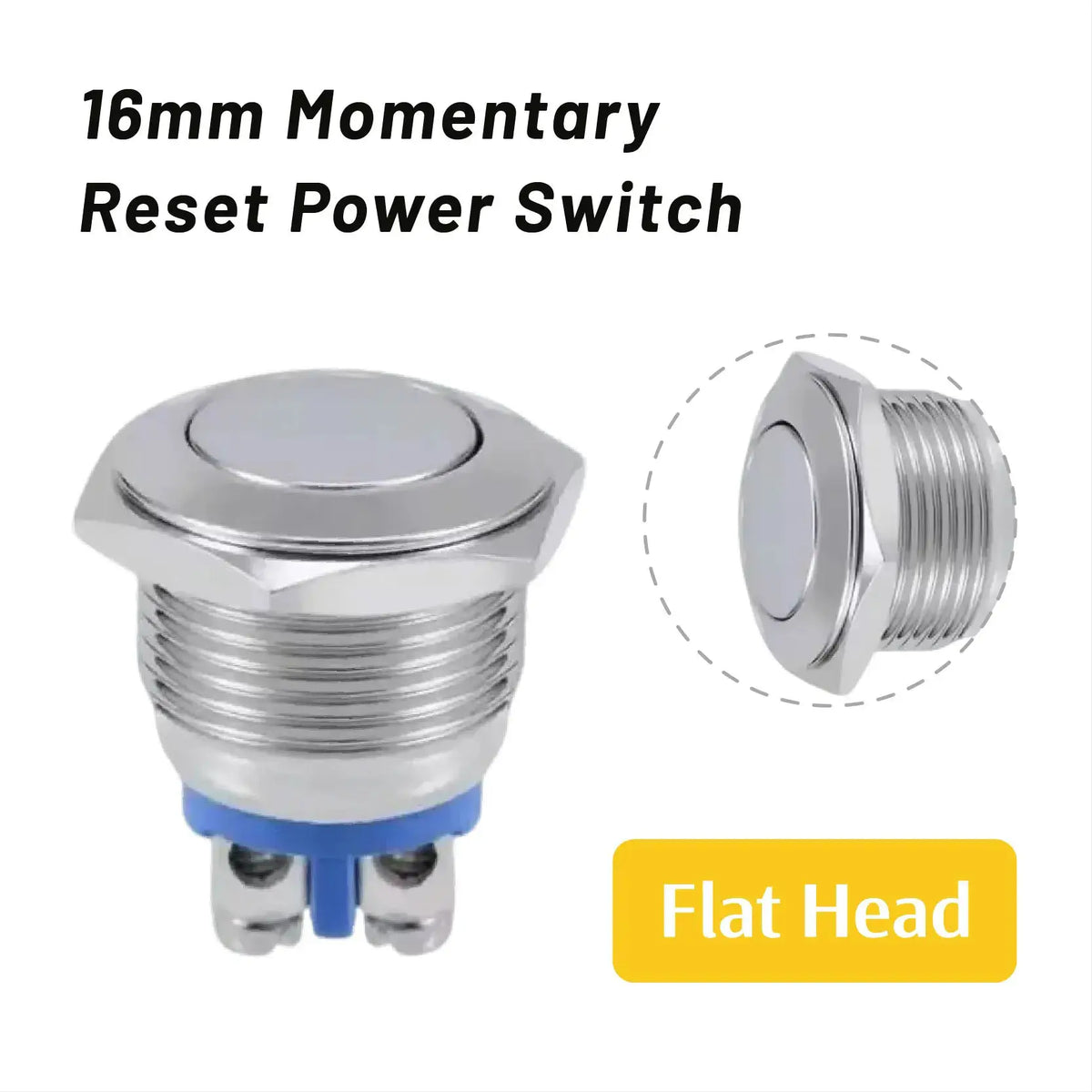 5/20Pcs 16mm Waterproof Momentary Reset Metal Push Button Switch Screw Terminal Car Engine Doorbell PC Power Switch by InterCyprus Trading Ltd