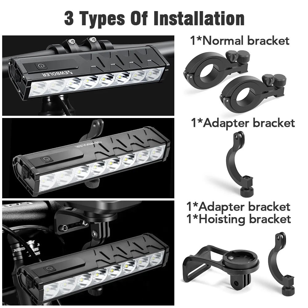 NEWBOLER 10000 Lumen Front Bicycle Light with USB Charging and Waterproof Design