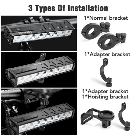 NEWBOLER 10000 Lumen Front Bicycle Light with USB Charging and Waterproof Design