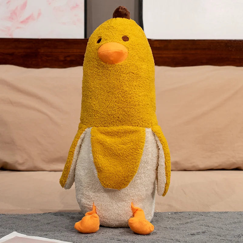 Cute Long Strip Banana Duck Plush Toy TopYellowBottomWhite / 90cm