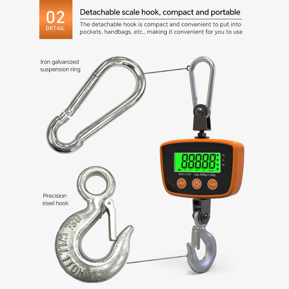 Heavy Duty Crane Scale 300Kg 500Kg WH-C04 &ndash; LCD Display