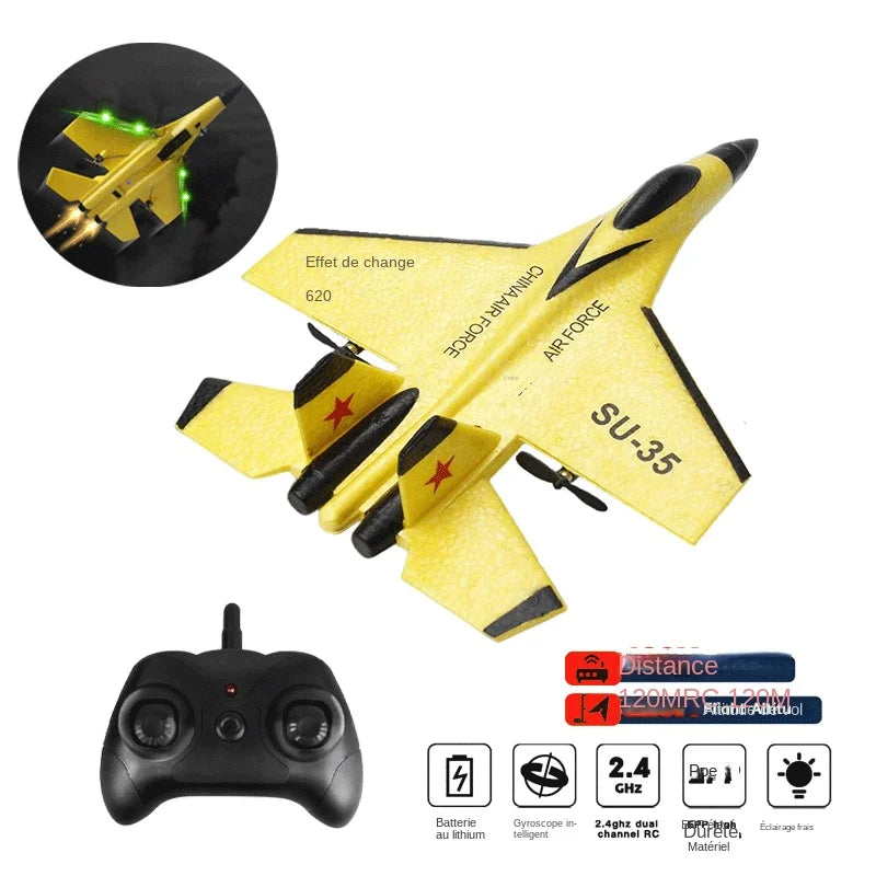 SU-35 Remote Control Glider - 2.4G Foam Fighter Plane for Beginners and Kids