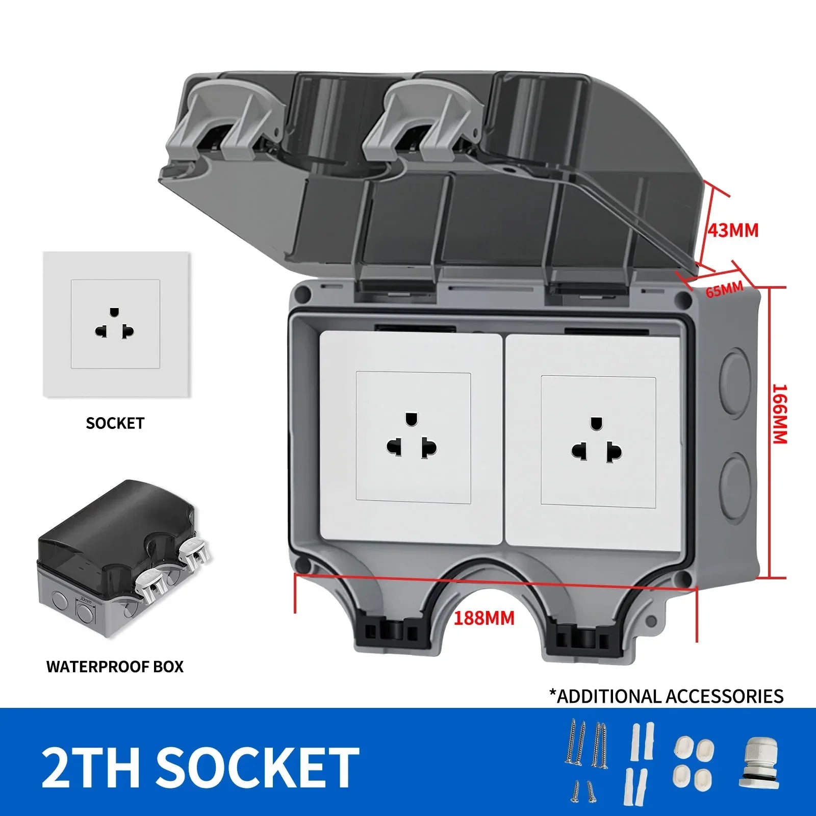 IP66 Outdoor Junction Box 3 Pin Connector &ndash; Panel Mount 2TH
