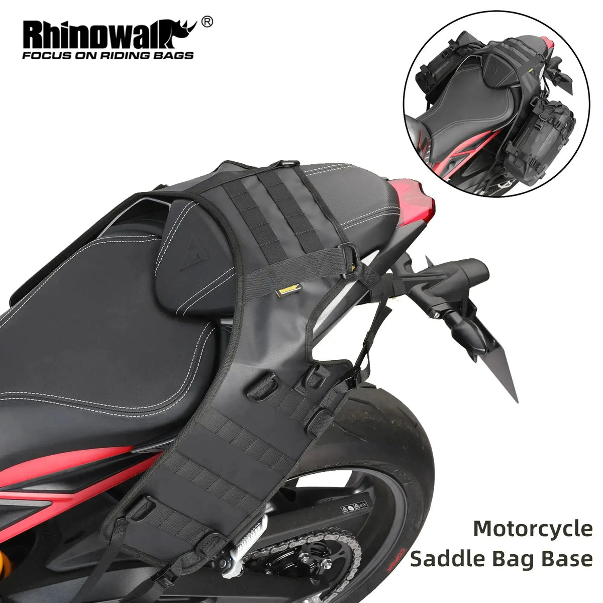 Rhinowalk Motorcycle Saddle Bag Base Tail Side Bag Mount Rack Pad Installation For Universal Motors Back Seat Luggage Accessory by InterCyprus Trading Ltd