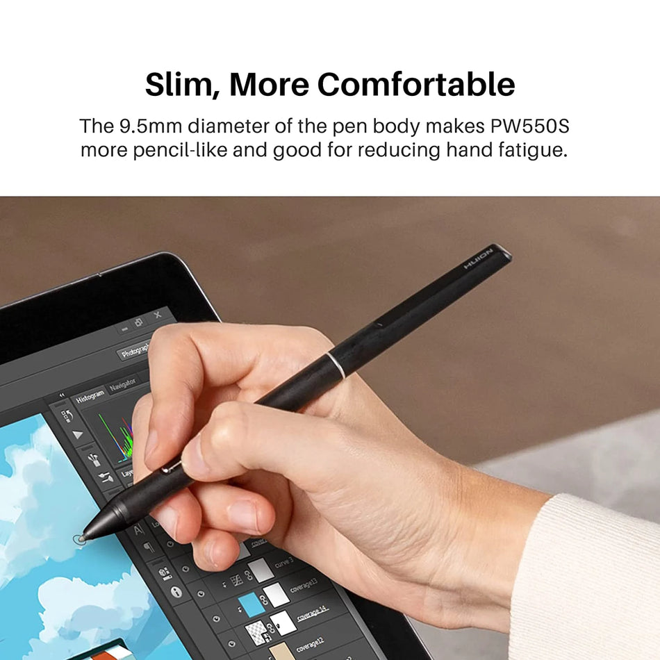 HUION PW550S Batterifri Penna PenTech 3.0 Slim Stylus 9.5mm för Inspiroy 2