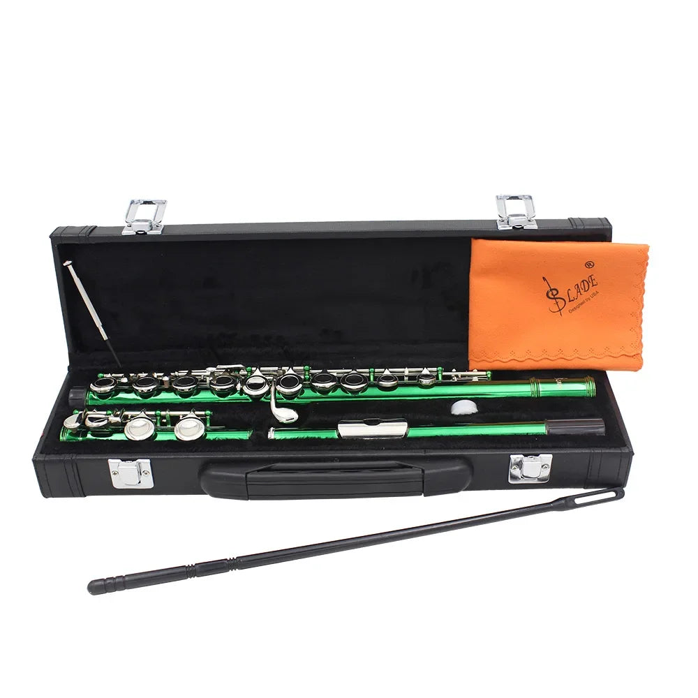 SLADE Flute 16 Open Closed Holes C Key &ndash; Pro Transverse LDF-607 Green